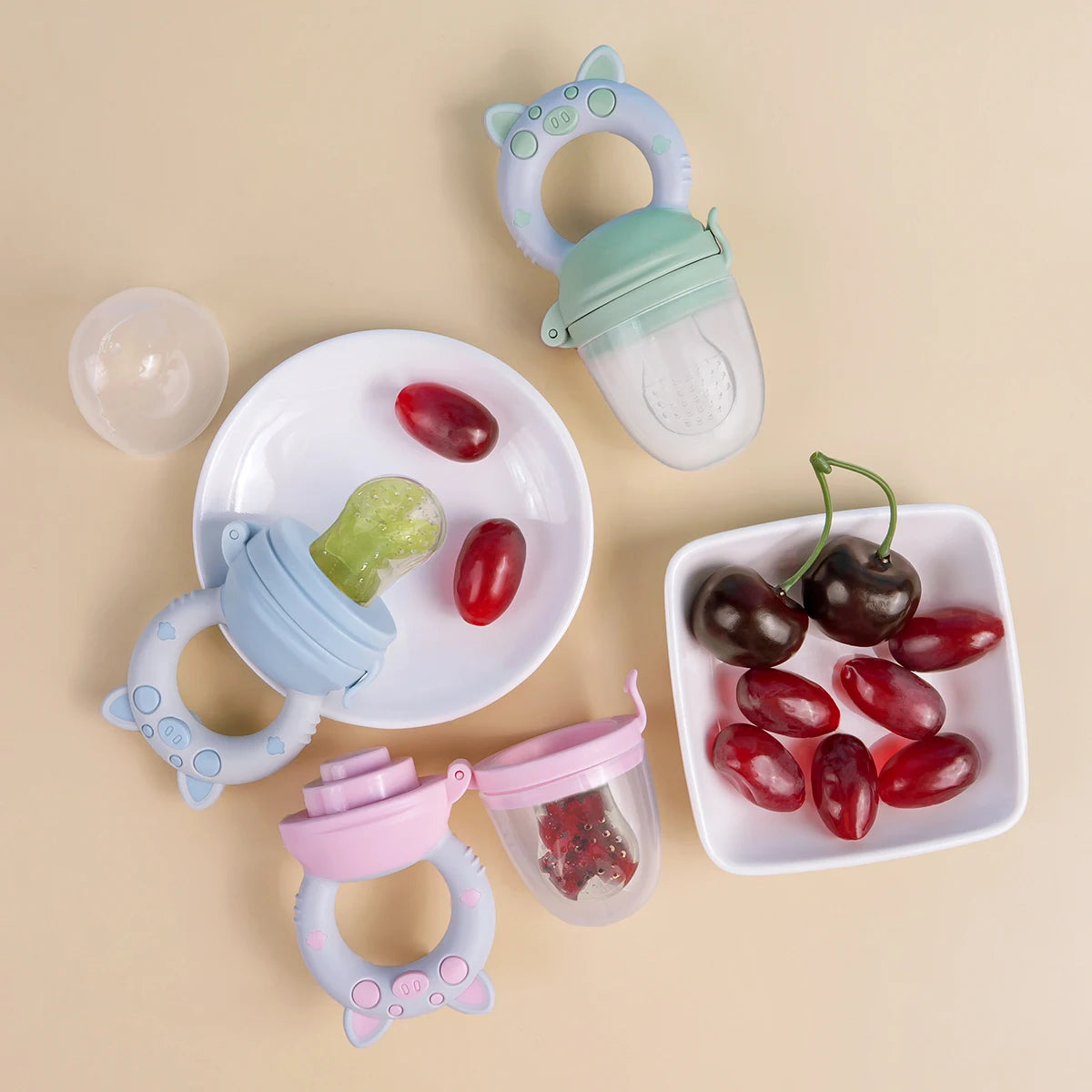 Silicone Fruit & Vegetable Pacifier Feeder – 4pcs Set