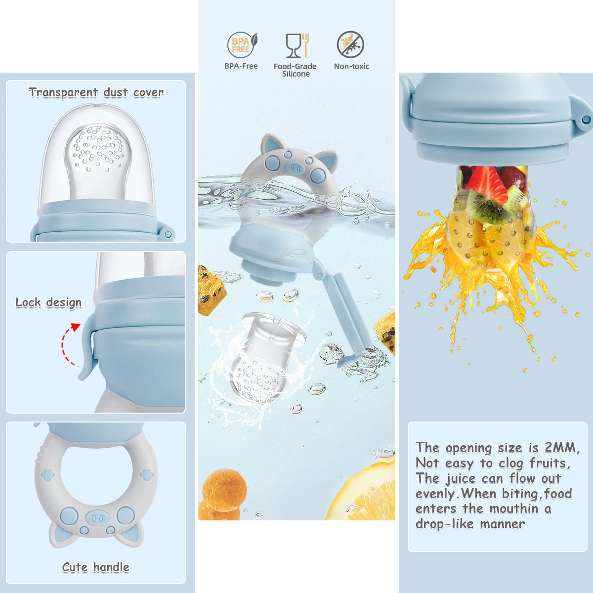 Silicone Fruit & Vegetable Pacifier Feeder – 4pcs Set